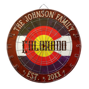 Custom COLORADO FLAG Rustic Brown Vintage Text Dartboard