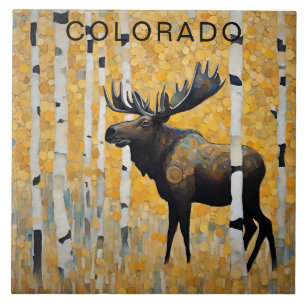 Custom Colorado Mountain Fall Moose Tile