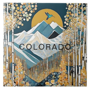 Custom Colorado Mountain Hummingbird Tile