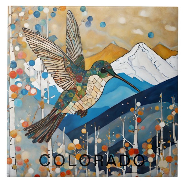 Custom Colorado Mountain Hummingbird  Tile (Front)