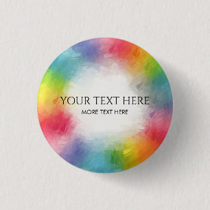 Custom Colorful Blank Template Add Your Text Name 1 Inch Round Button