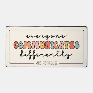 Custom Colorful Everyone Communicates Differently  Desk Mat