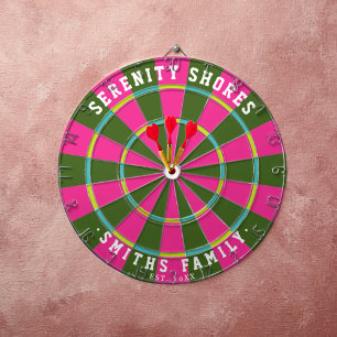 Custom Colorful Family Name Cabin Established Date Dartboard