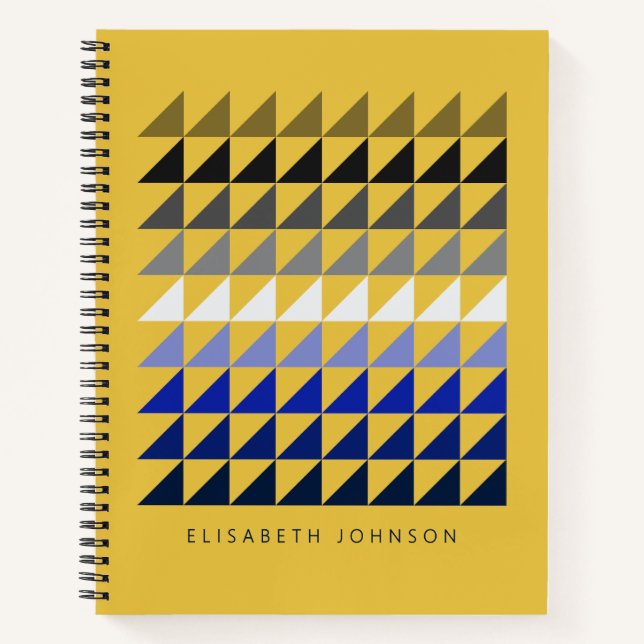 Custom Colorful Geometric Name Yellow Notebook (Front)