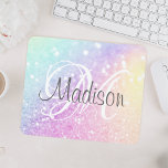 Custom Colorful Glitter Iridescent Elegant Mouse Pad<br><div class="desc">Easily personalize this elegant colorful bokeh glitter pattern with your custom name and/or monogram.</div>