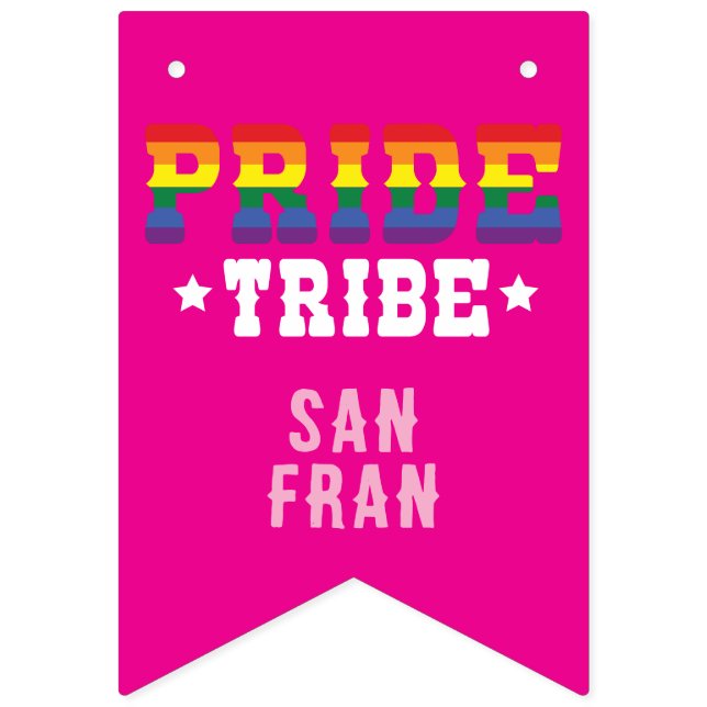 Custom Colorful LGBTQ+ Rainbow Pride Tribe Bunting Flags (First Flag)