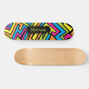 Custom Colorful Neon Graffiti Street Art Pattern  Skateboard