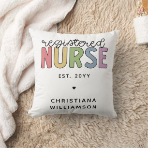 Custom Colorful Registered Nurse RN Graduation Throw Pillow