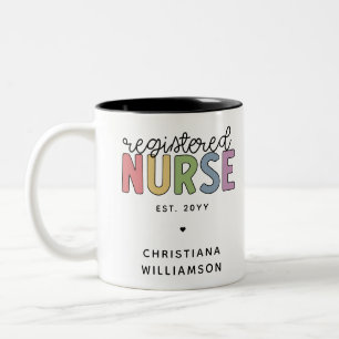 Custom Colorful Registered Nurse RN Graduation Two-Tone Coffee Mug