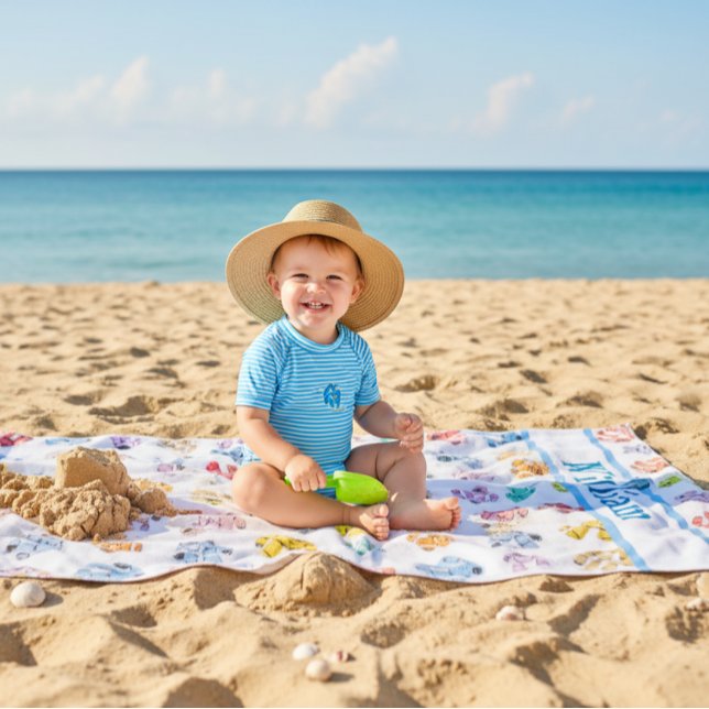 Custom Colorful Robots Beach Towel (Creator Uploaded)