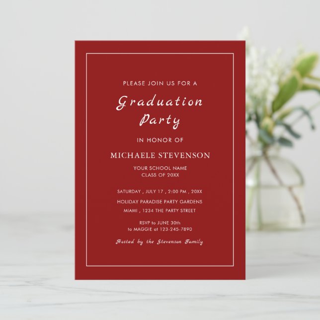 Custom Colors and Font Graduation Party Invitation (Standing Front)
