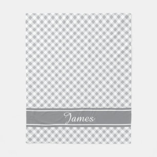 Custom Colors and Text Classic Gingham Check Fleece Blanket