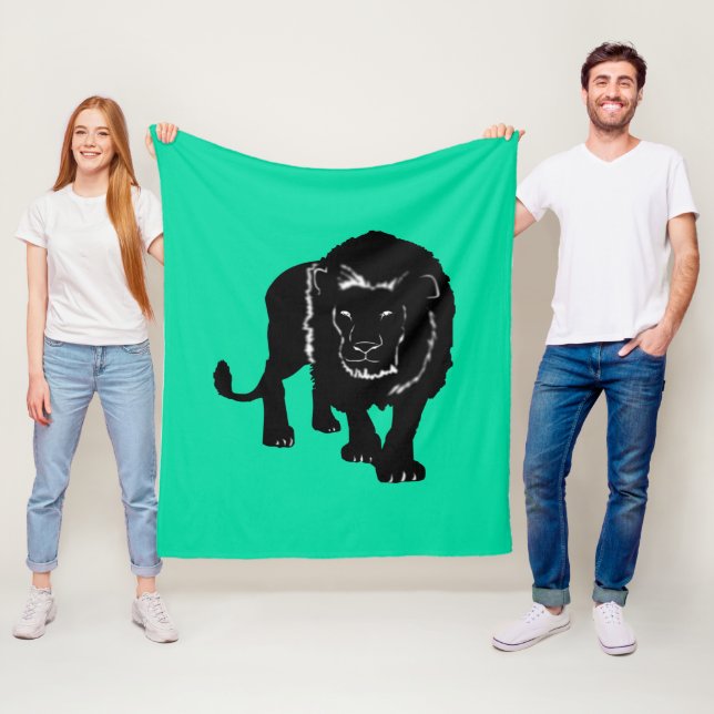 Custom Colors Fleece Blanket with Lion (In Situ)