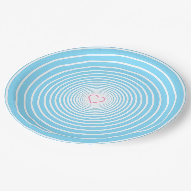 Custom Colors Paper Plates with Heart (Angled)