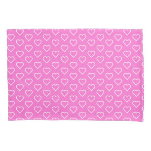 Custom Colors Pink Pillow Case with Hearts - Love