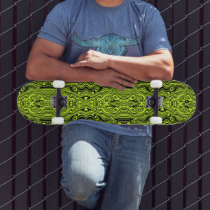 Custom Colors Skateboard - Neon Green Lines