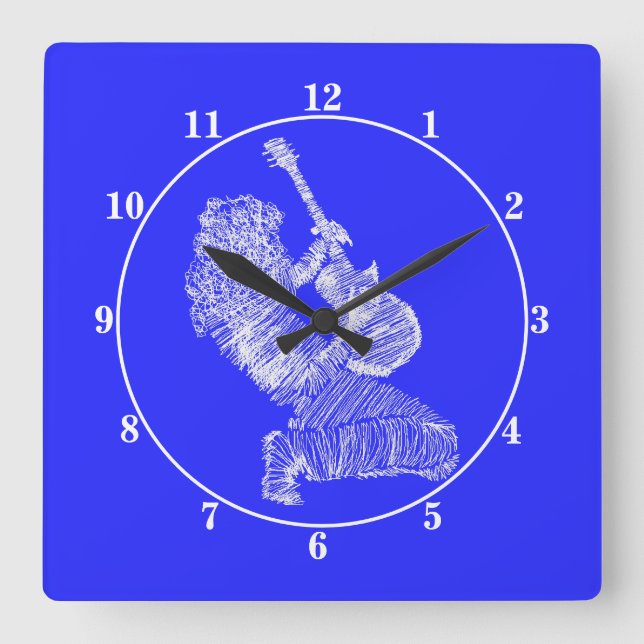 Custom Colors Wall Clock Rock N Roll Guitar Player (Front)
