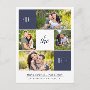 Custom Colour 4 Photo Save the Date Postcard