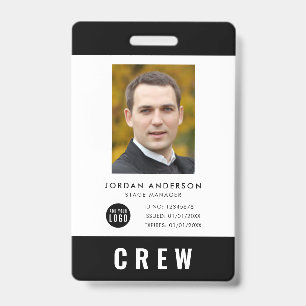 Custom Colour Add Logo Photo CREW Pass Badge
