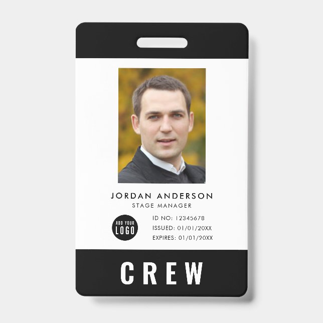 Custom Colour Add Logo Photo CREW Pass Badge (Front)