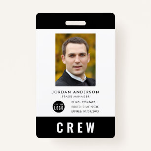 Custom Colour Add Logo Photo CREW Pass Badge