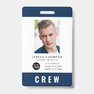 Custom Colour Add Logo Photo CREW PASS Badge