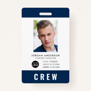 Custom Colour Add Logo Photo CREW PASS Badge