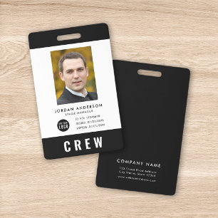 Custom Colour Add Logo Photo CREW Pass Badge