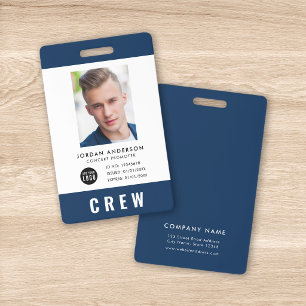 Custom Colour Add Logo Photo CREW PASS Badge
