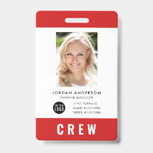 Custom Colour Add Logo Photo CREW Pass Badge