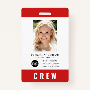 Custom Colour Add Logo Photo CREW Pass Badge