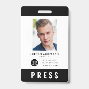Custom Colour Add Logo Photo Journalist Press Pass Badge