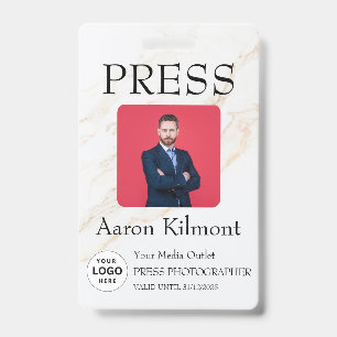 Custom Colour Add Logo Photo Photographer Press Ba Badge