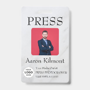 Custom Colour Add Logo Photo Photographer Press Ba Badge