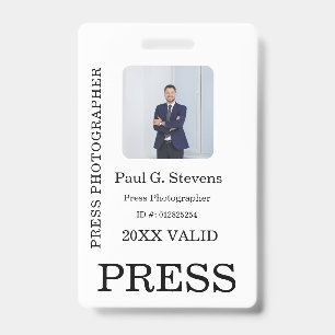 Custom Colour Add Logo Photo Photographer Press Ba Badge
