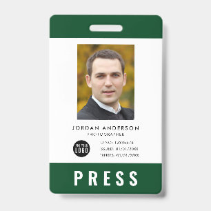 Custom Colour Add Logo Photo Photographer Press Badge