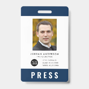 Custom Colour Add Logo Photo Photographer Press Badge