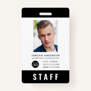 Custom Colour Add Logo Photo STAFF PASS Badge