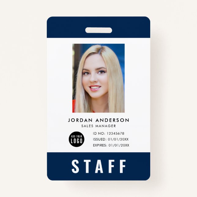 Custom Colour Add Logo Photo STAFF Pass Badge (Front)