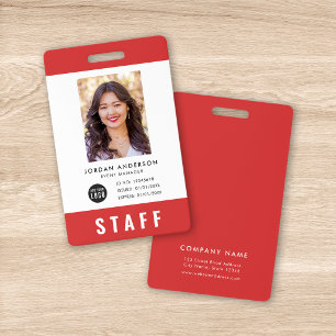 Custom Colour Add Logo Photo STAFF Pass Badge