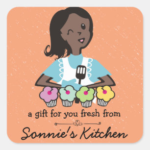 Custom colour African American bakery cupcakes Square Sticker