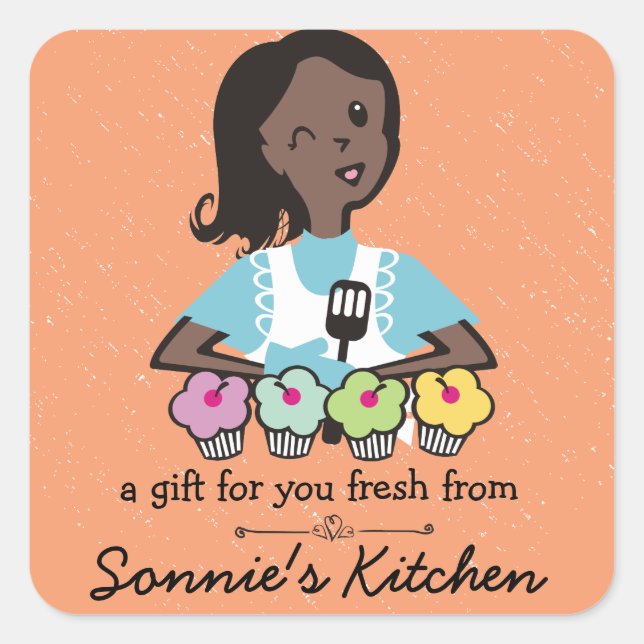 Custom colour African American bakery cupcakes Square Sticker (Front)