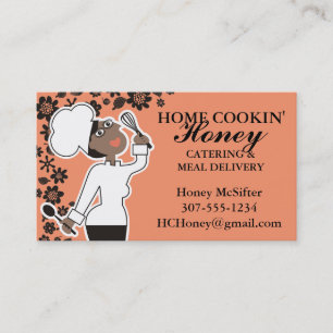 Custom colour African American woman chef bakery Business Card
