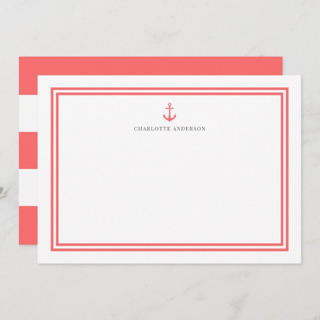 Custom Colour Anchor and White Stripes Personalize Card (Front/Back)