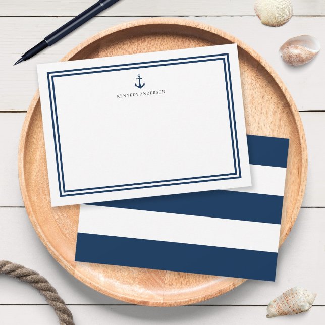 Custom Colour Anchor and White Stripes Personalize Card (Creator Uploaded)