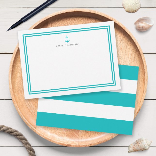 Custom Colour Anchor and White Stripes Personalize Card (Creator Uploaded)