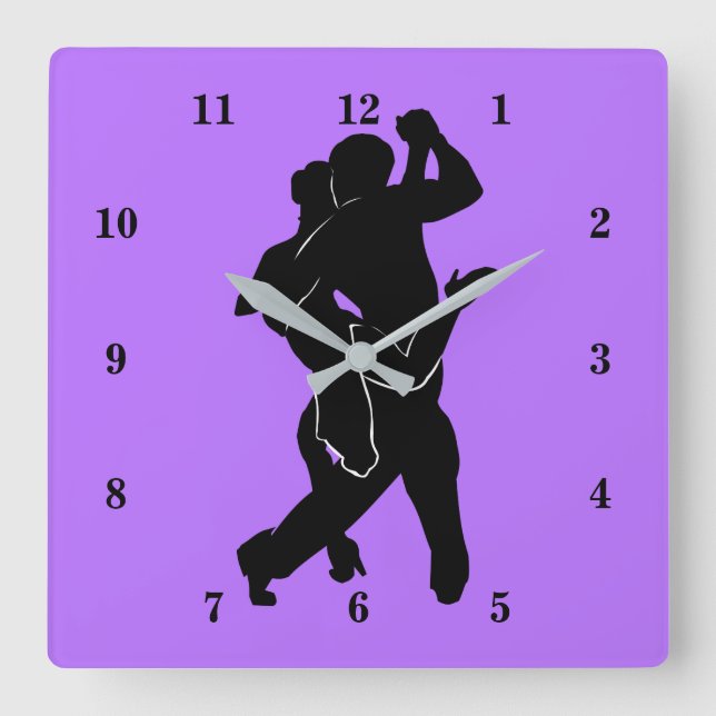 Custom Colour and Font - Tanngo Dancers Silhouette Square Wall Clock (Front)