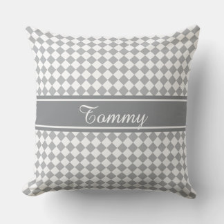 Custom Colour and Name Chequerboard Pattern Throw Pillow