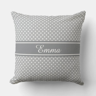 Custom Colour and Name Polkadot Pattern Throw Pillow
