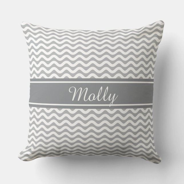 Custom Colour and Name Ripple Pattern Throw Pillow (Front)